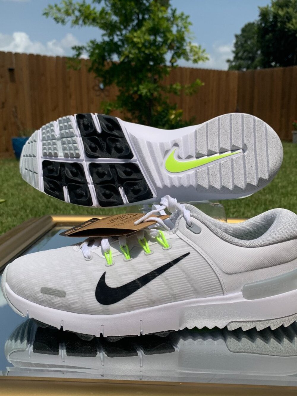 Nike Free Golf NN Wide Shoes Men 9.5 Wide White Volt FQ7875-101